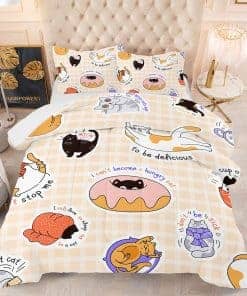 Edredón estampado en 3D para niños con gatos de dibujos