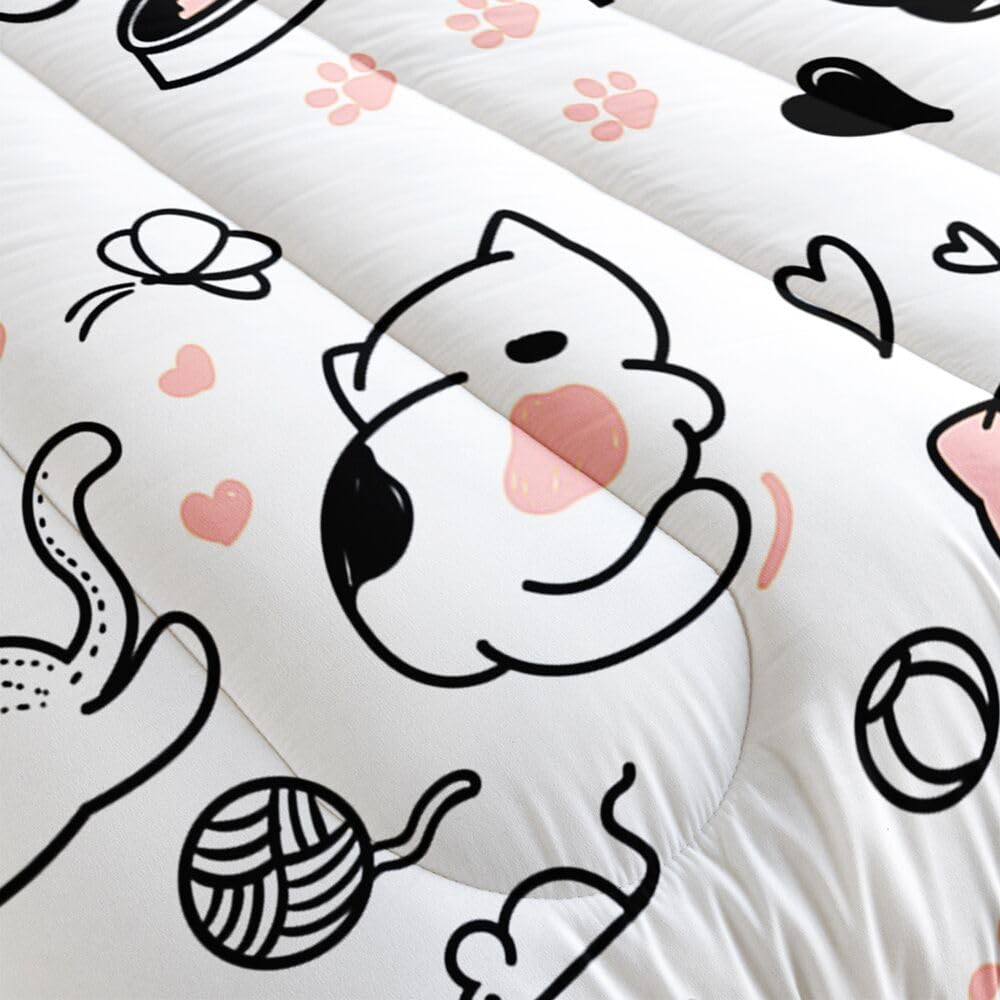 Juego de cama Suncloris 3D Cartoon Kawaii Cat Meow para - Imagen 6