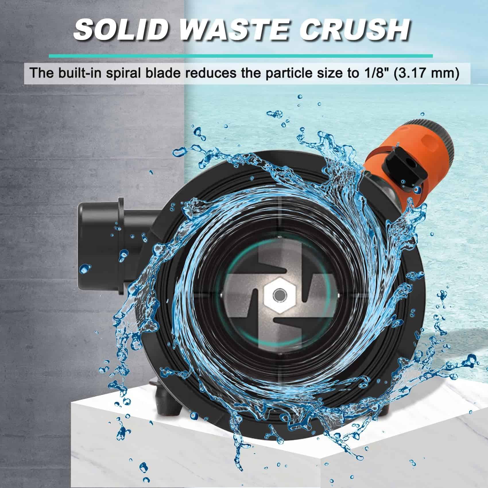 Bomba Trituradora para RV 12V 12GMP, Bomba de Agua Residual - Imagen 4