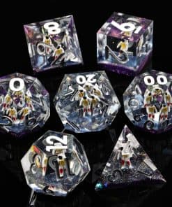 Dados de DND Sharp Edge Polyhedral Mini Planet Dungeons and