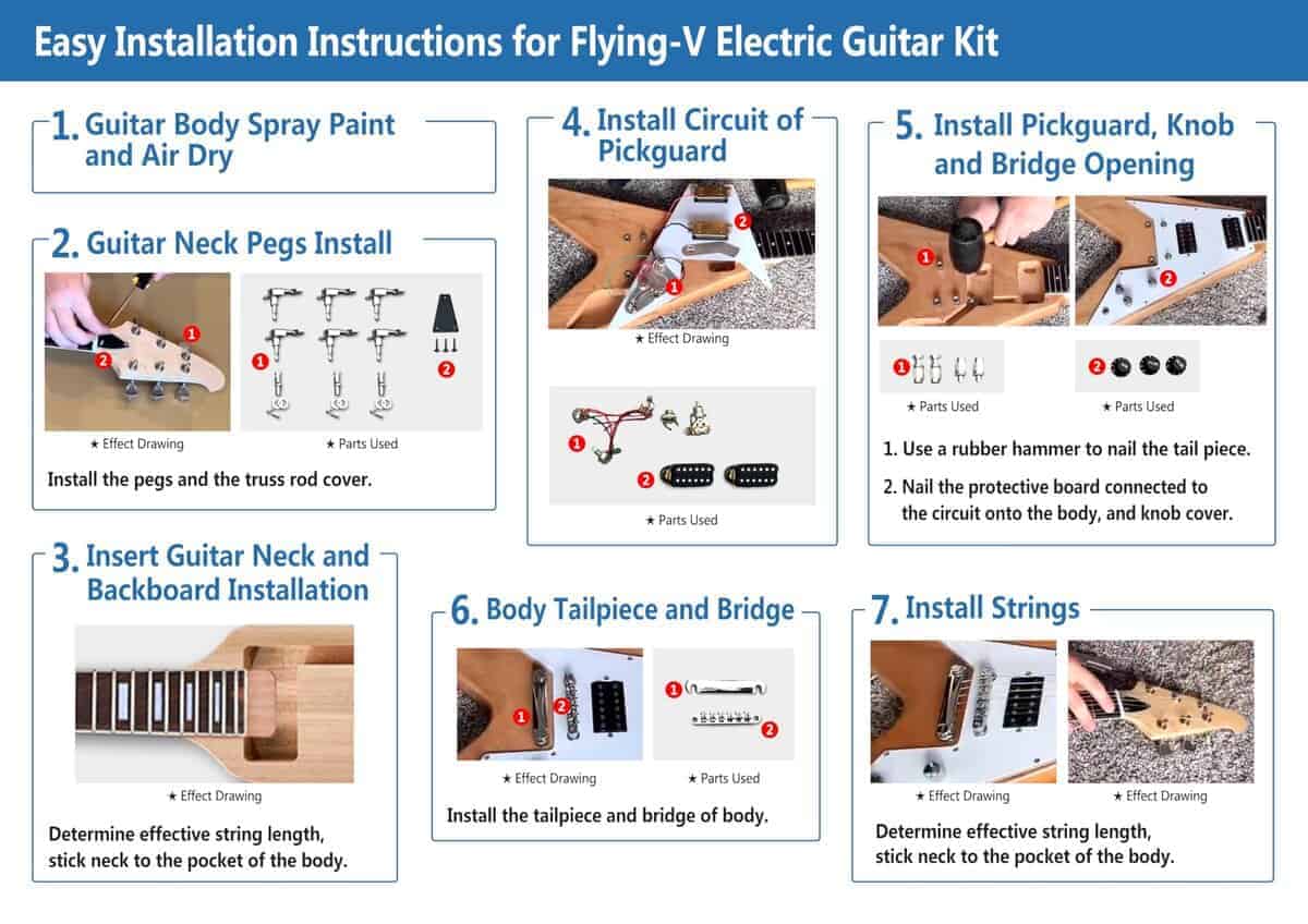 Kit de Guitarra Eléctrica DIY Vetimobato Cuello de Guitarra - Imagen 10