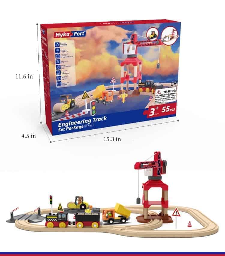 Set de Tren de Paso a Nivel y Grúa Mykafort 58 Piezas Juego - Imagen 7