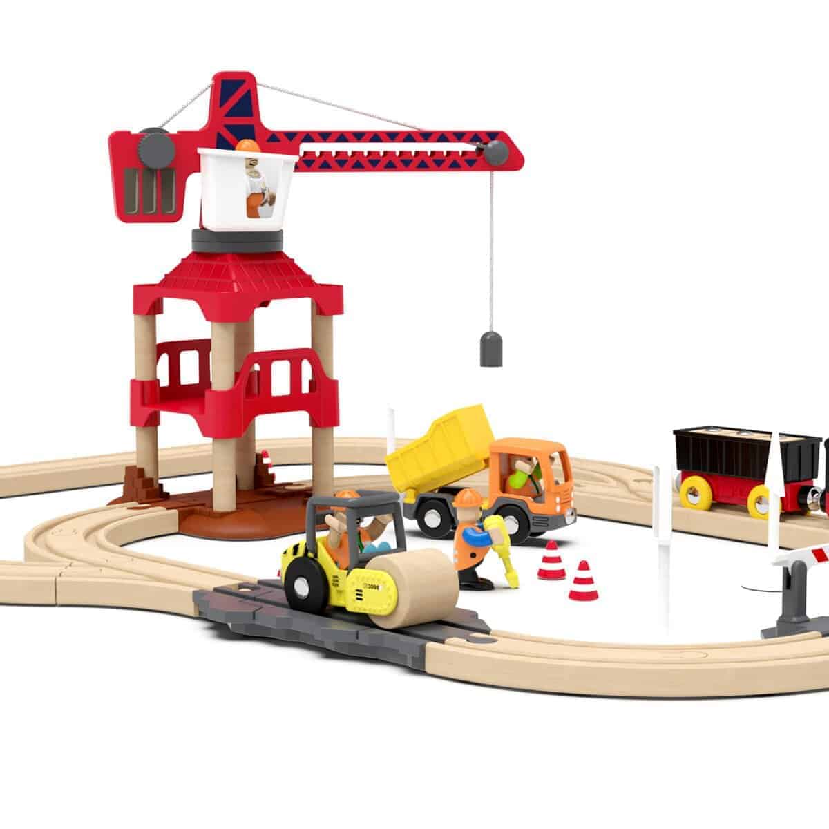 Set de Tren de Paso a Nivel y Grúa Mykafort 58 Piezas Juego - Imagen 3