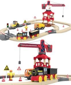 Set de Tren de Paso a Nivel y Grúa Mykafort 58 Piezas Juego