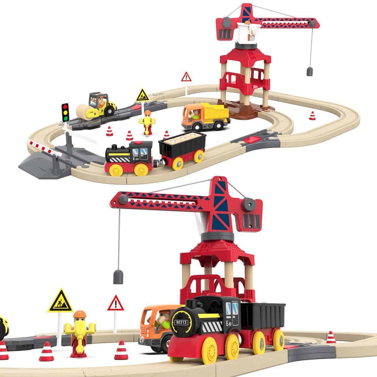 Set de Tren de Paso a Nivel y Grúa Mykafort 58 Piezas Juego