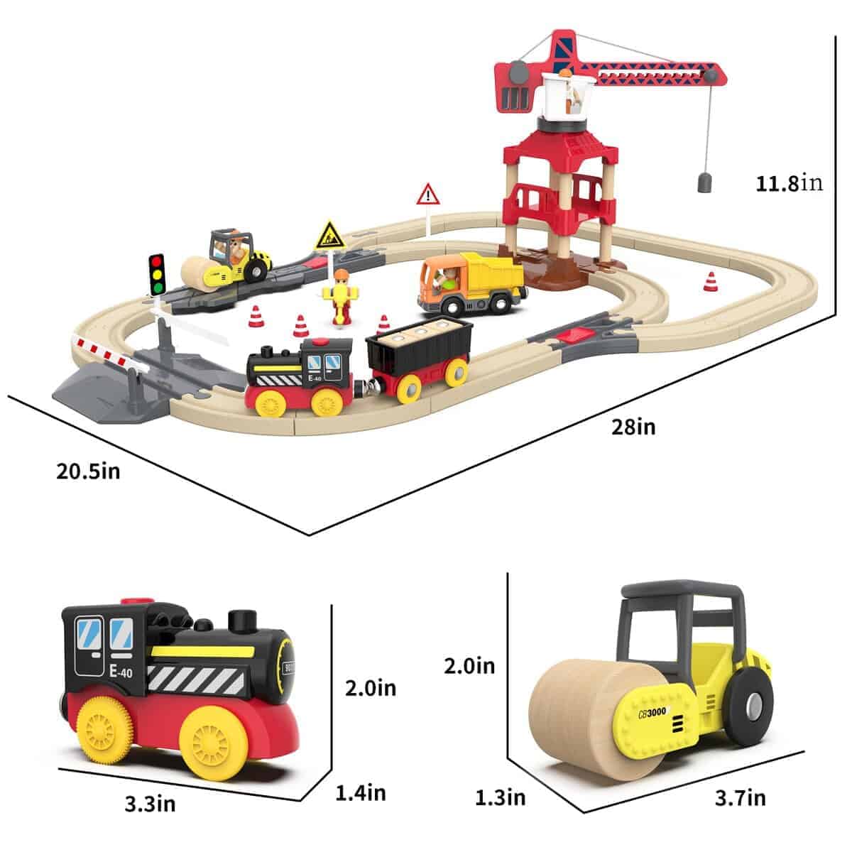 Set de Tren de Paso a Nivel y Grúa Mykafort 58 Piezas Juego - Imagen 5
