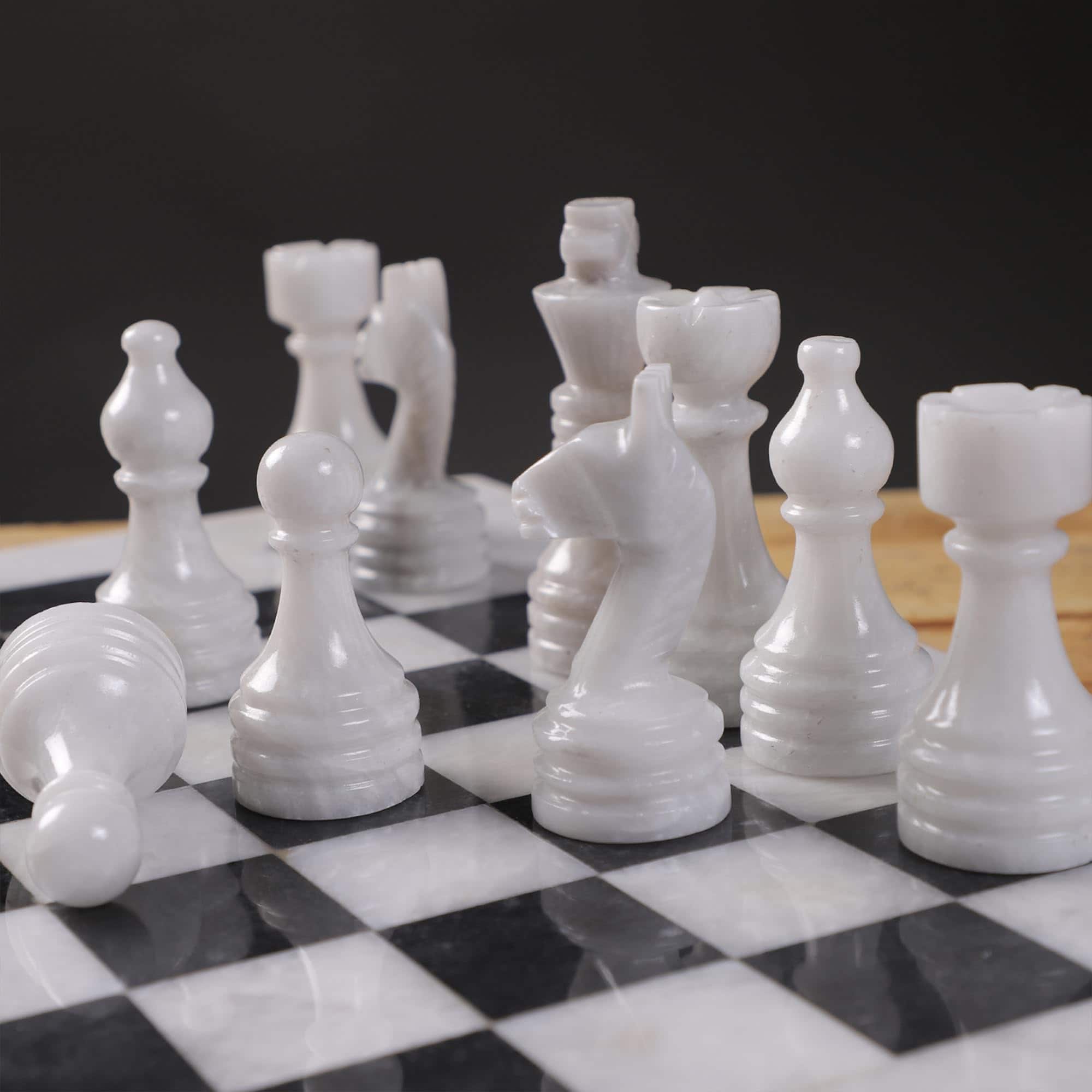 Juego de ajedrez de mármol de lujo de 15 -Blanco y Negro - Imagen 6