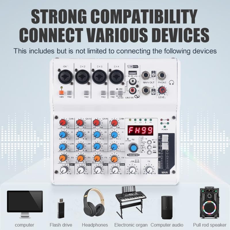 Yamnweo GX-06 Mezclador de Audio Portátil de 6 Canales - Imagen 5