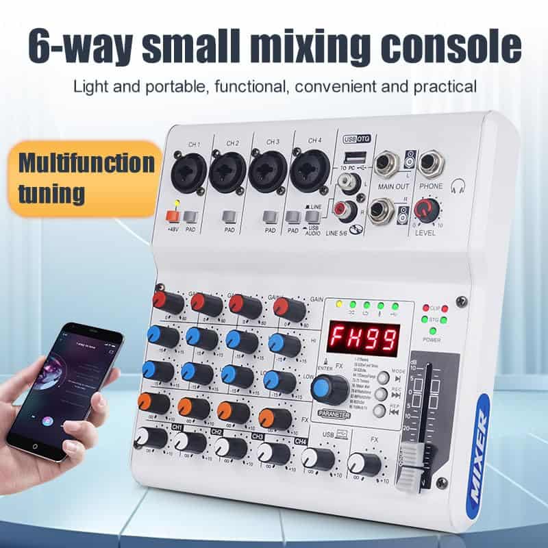 Yamnweo GX-06 Mezclador de Audio Portátil de 6 Canales - Imagen 3