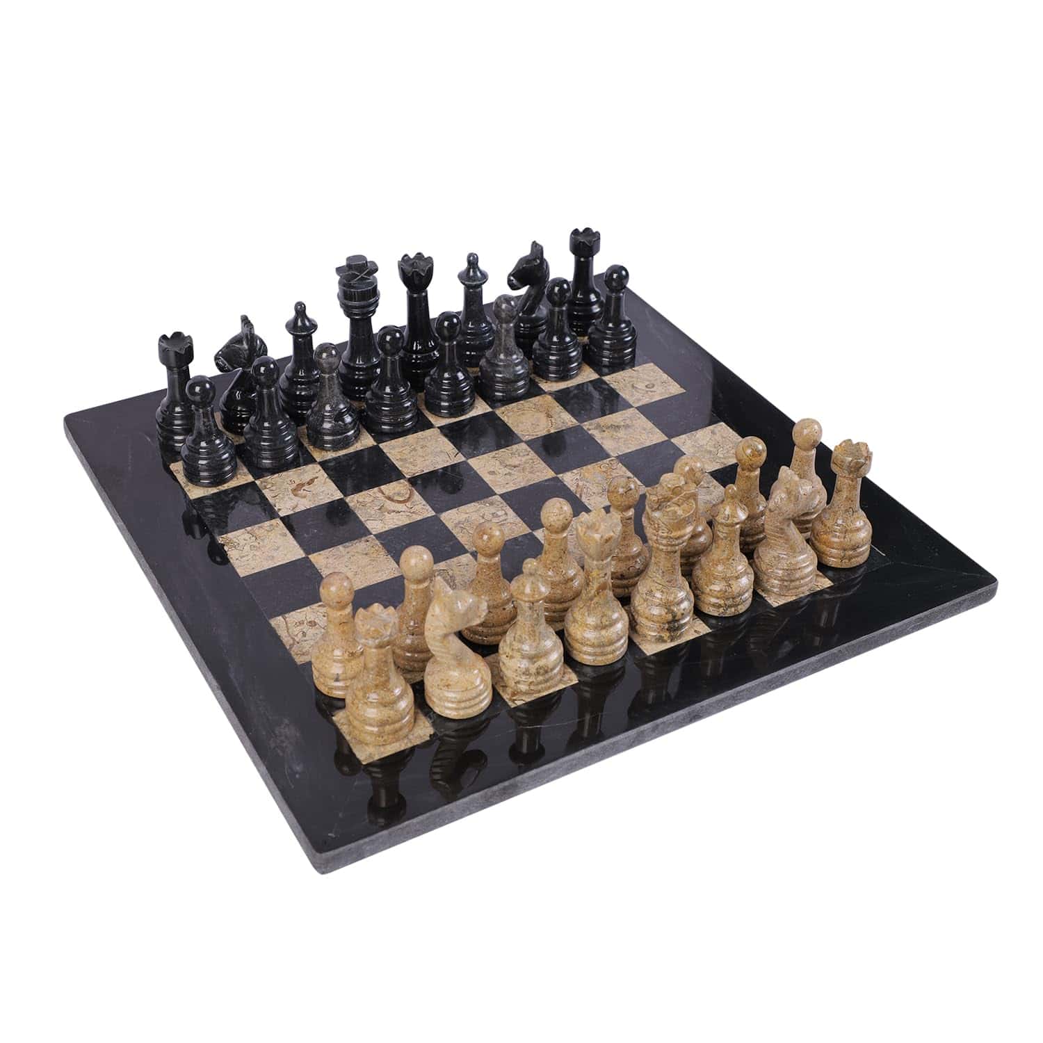Juego de ajedrez de mármol de lujo de 15 -Negro y Coral