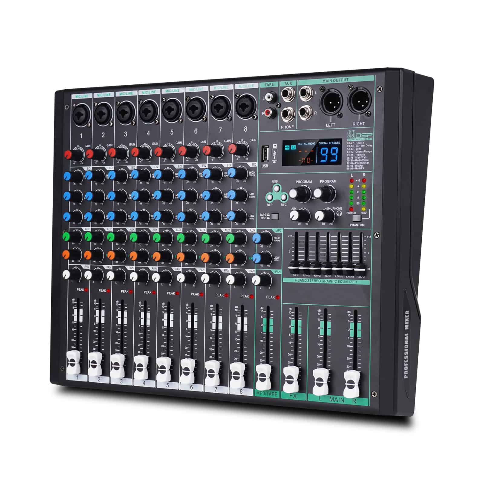 Yamnweo MIX-8 Mezclador de DJ, Mezclador de Audio DJ de 8