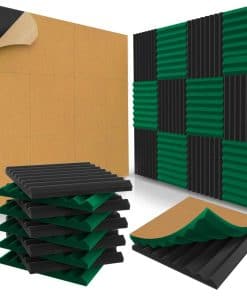 48 Pack Paneles Acústicos Autoadhesivos -Negro/Verde