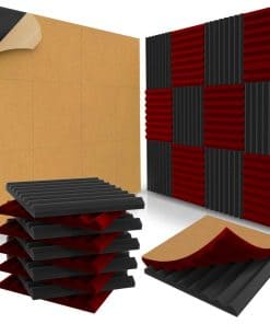 48 Pack Paneles Acústicos Autoadhesivos -Negro/Rojo