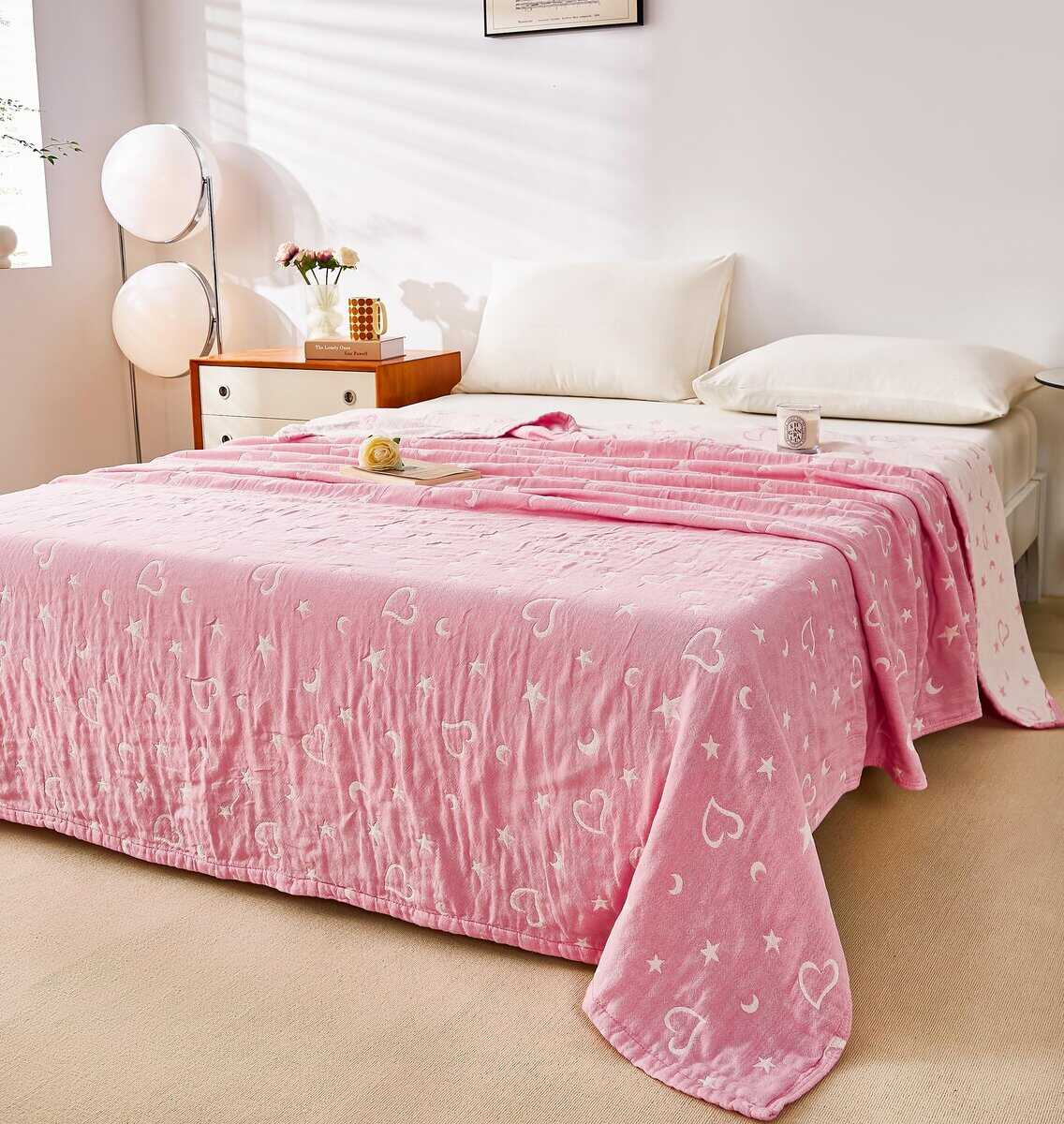 MEJU Love Star Moon Pink Heart Manta Decorativa de Todas - Imagen 5