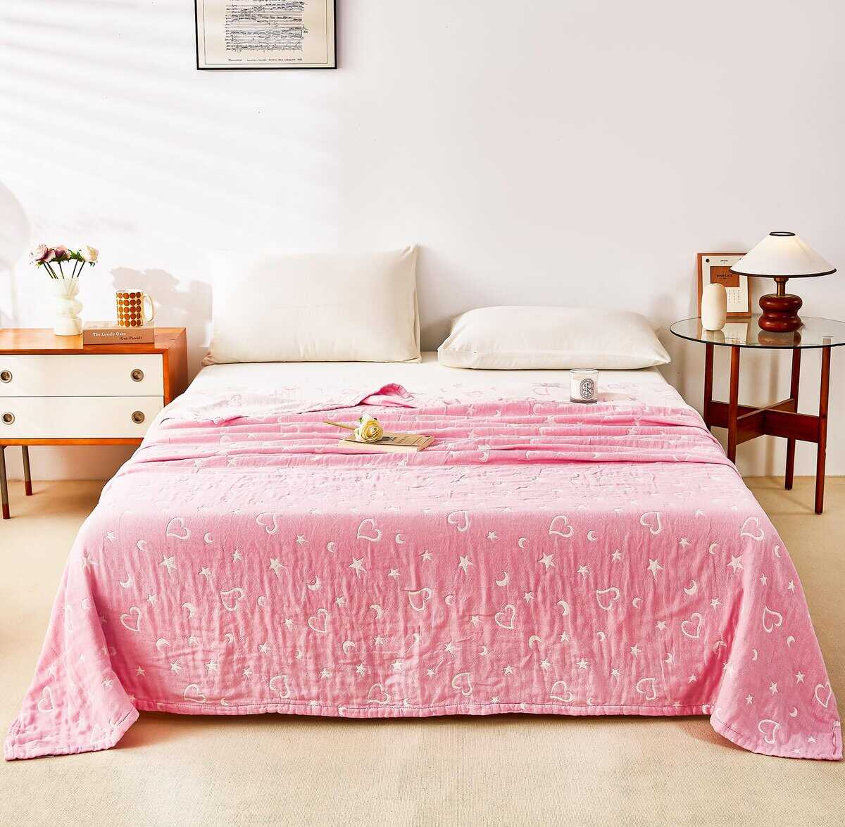 MEJU Love Star Moon Pink Heart Manta Decorativa de Todas - Imagen 4