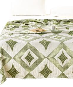 Manta Decorativa para Cama Sofá Diván 100% Algodón Verde