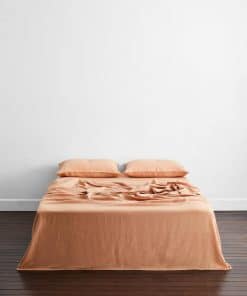 Sábana Plana de Lino Bed Threads - 100% Lino -Terracota