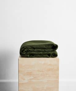 Manta de Lino Bed Threads - 100% Lino de Lino -Oliva