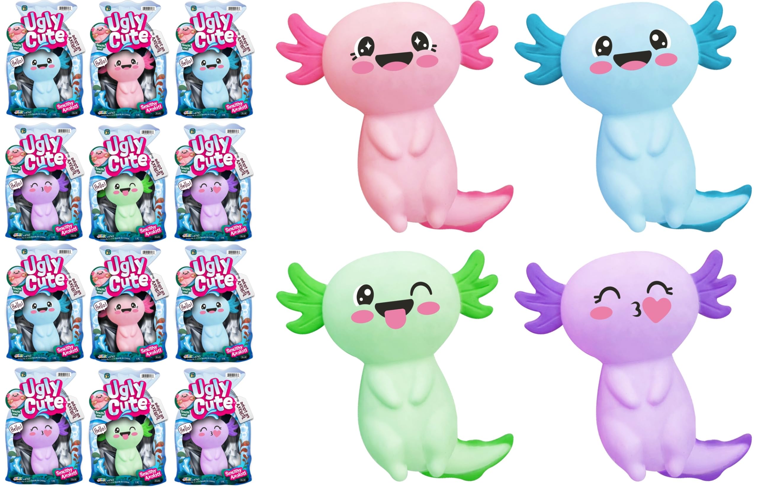 Juguete de Axolote Rellenito JA-RU Smushy (12 Unidades