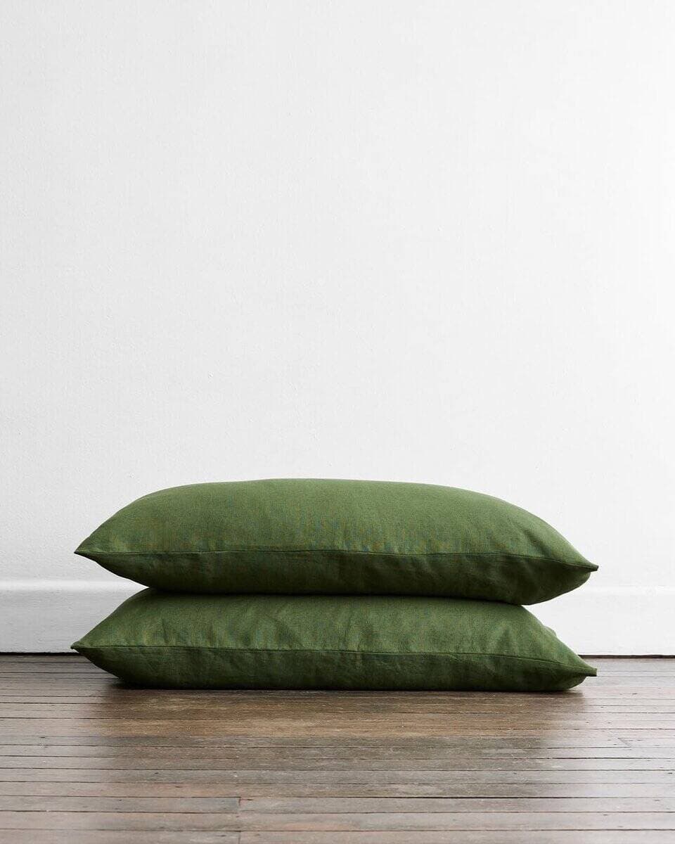 Funda de Almohada de Lino Bed Threads - 100% -Oliva