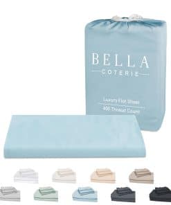 Sábana Plana de Bambú de Lujo Bella Coterie -Azul Costero