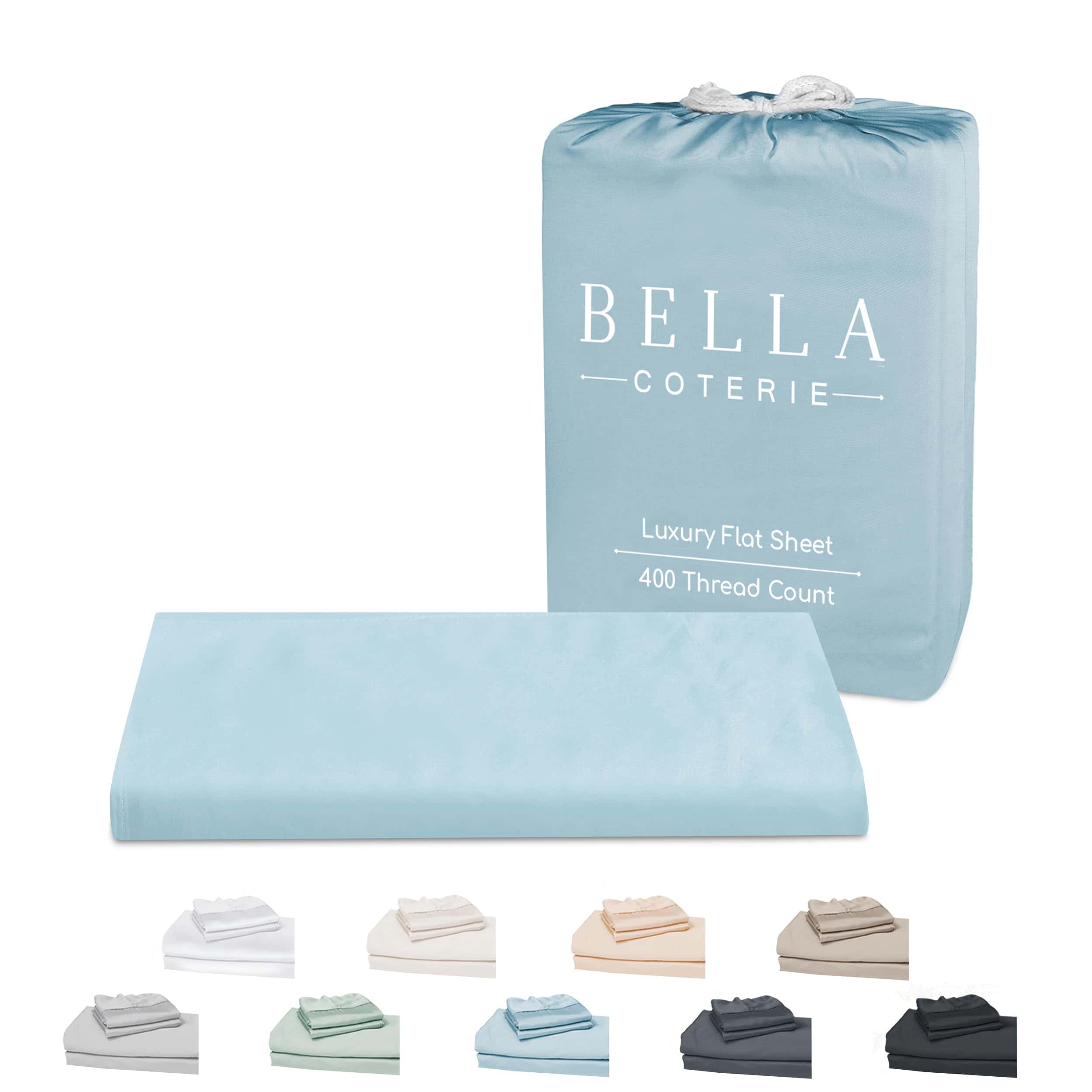 Sábana Plana de Bambú de Lujo Bella Coterie -Azul Costero