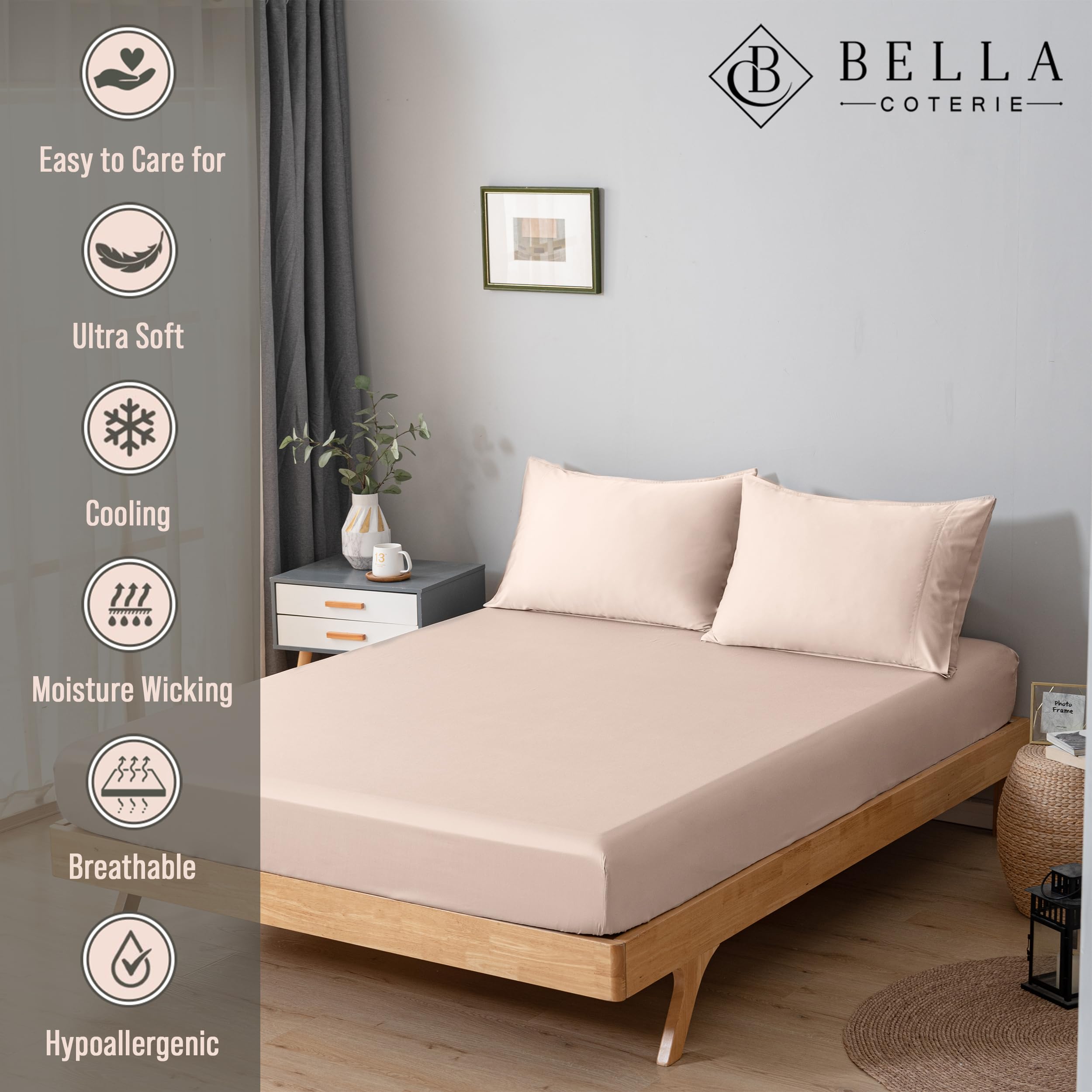 Bella Coterie Luxury Bamboo King Size Fitted Sheet | 100% - Imagen 3