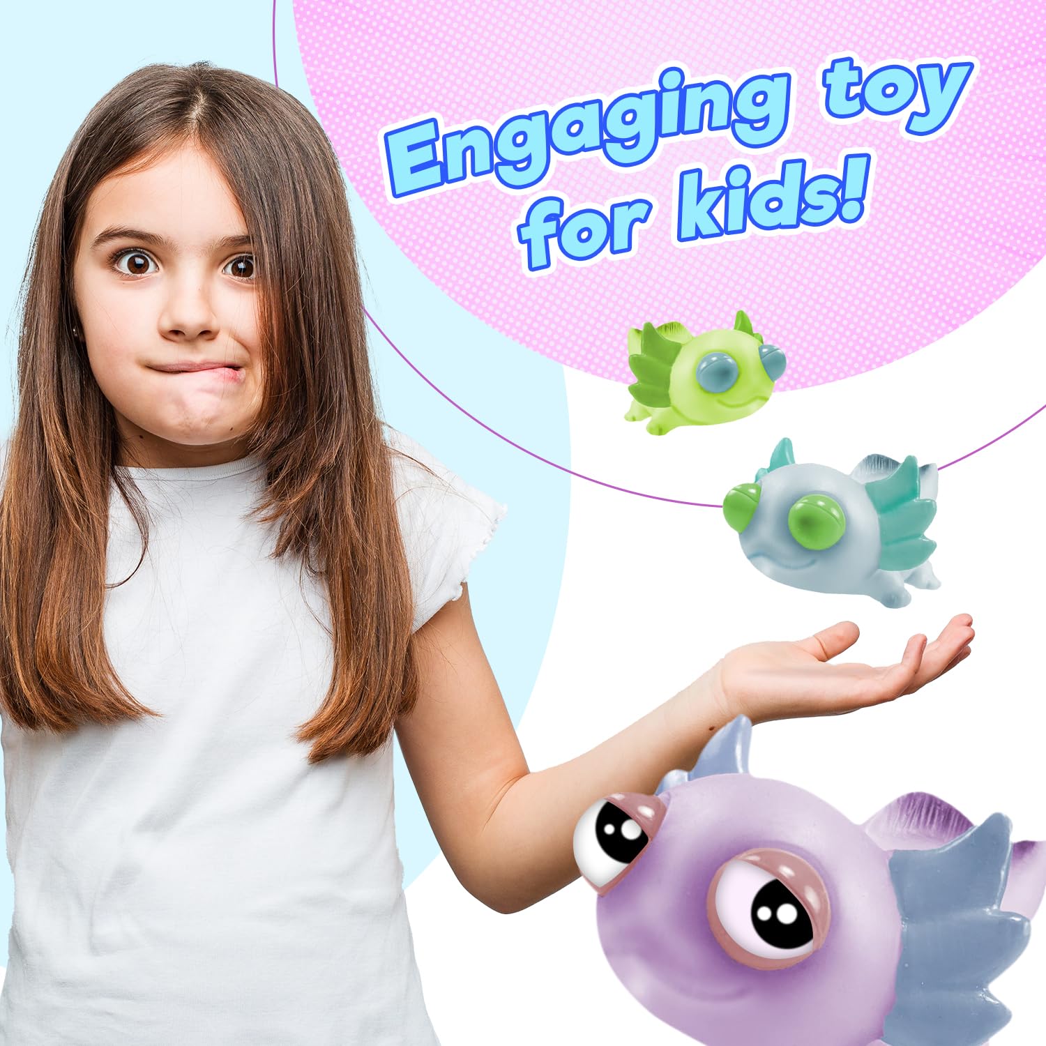 JA-RU Squeezy Pop-Eyes Axolotl Toy (12 Unidades Variadas) - Imagen 6