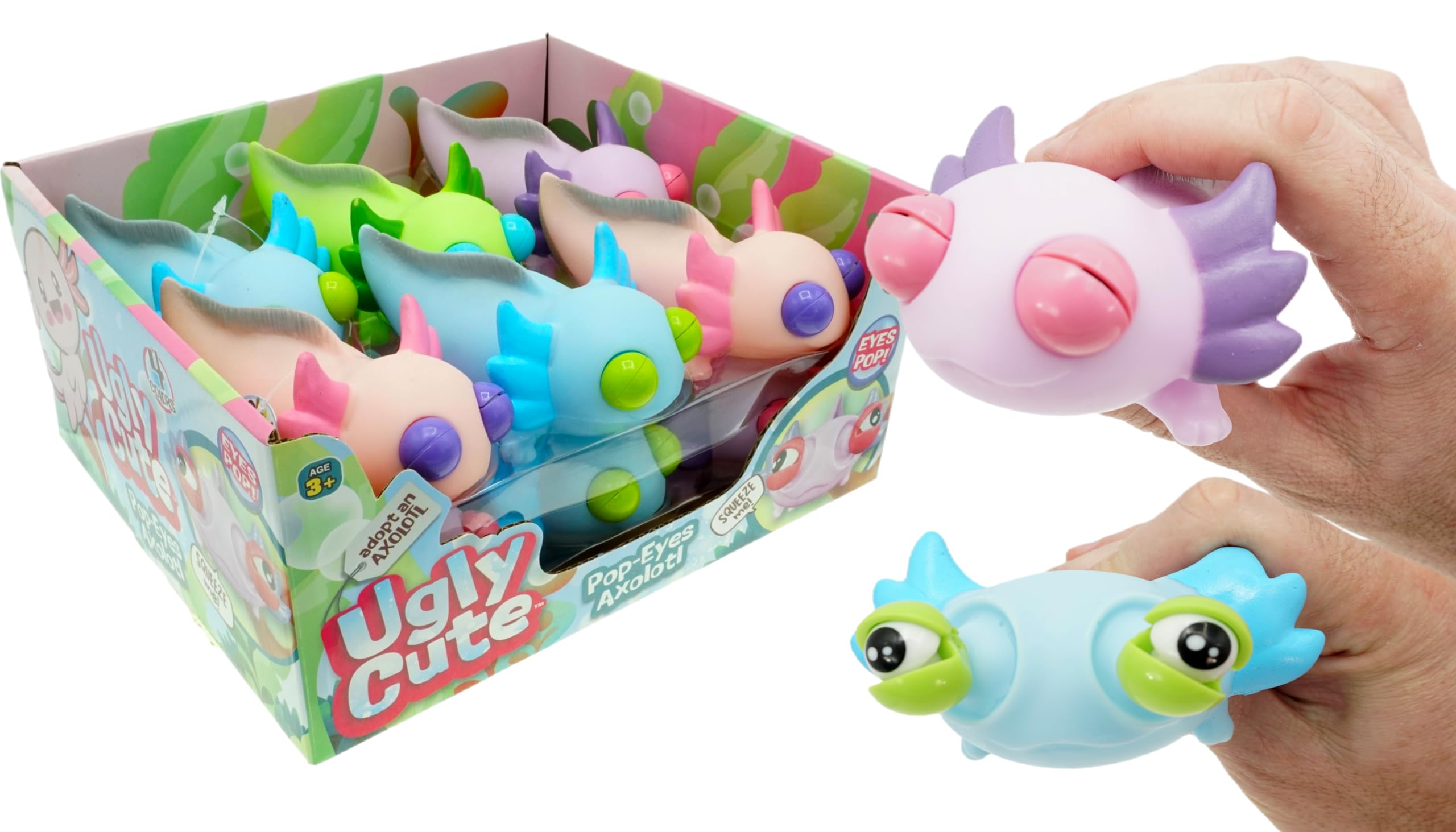 JA-RU Squeezy Pop-Eyes Axolotl Toy (12 Unidades Variadas)