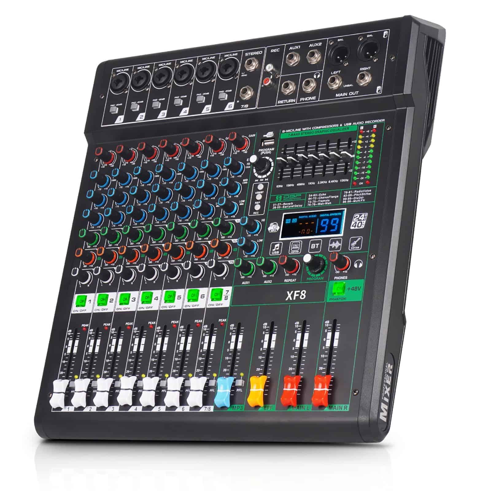 Mezcladora de Audio Profesional Yamnweo XF8 Consola de