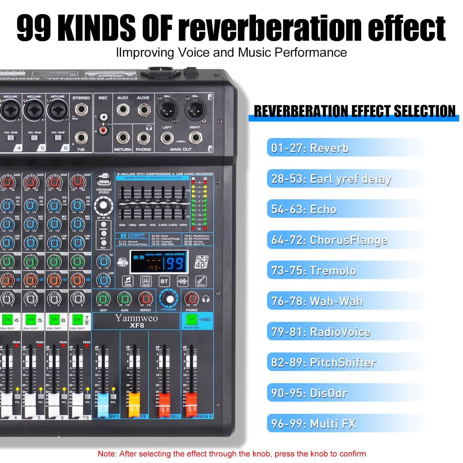Mezcladora de Audio Profesional Yamnweo XF8 Consola de - Imagen 6