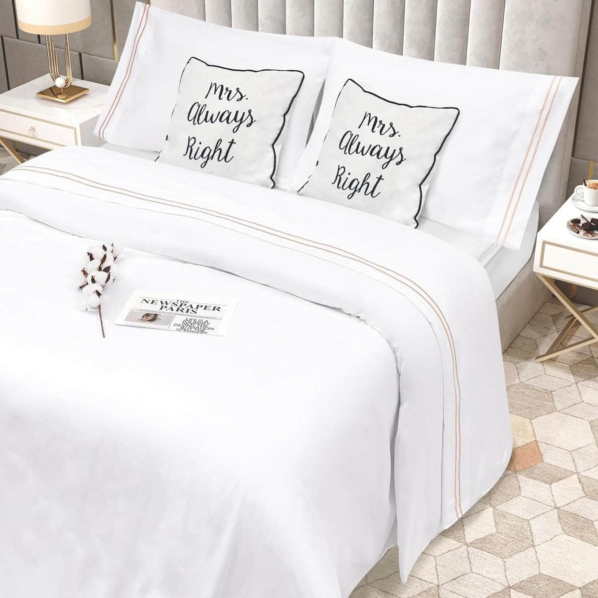 Juego de Sábanas Bedlovesoft - Bordados - Lujo de Hotel