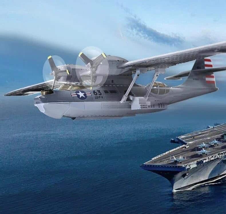 Set de bloques de construcción del hidroavión militar PBY - Imagen 4