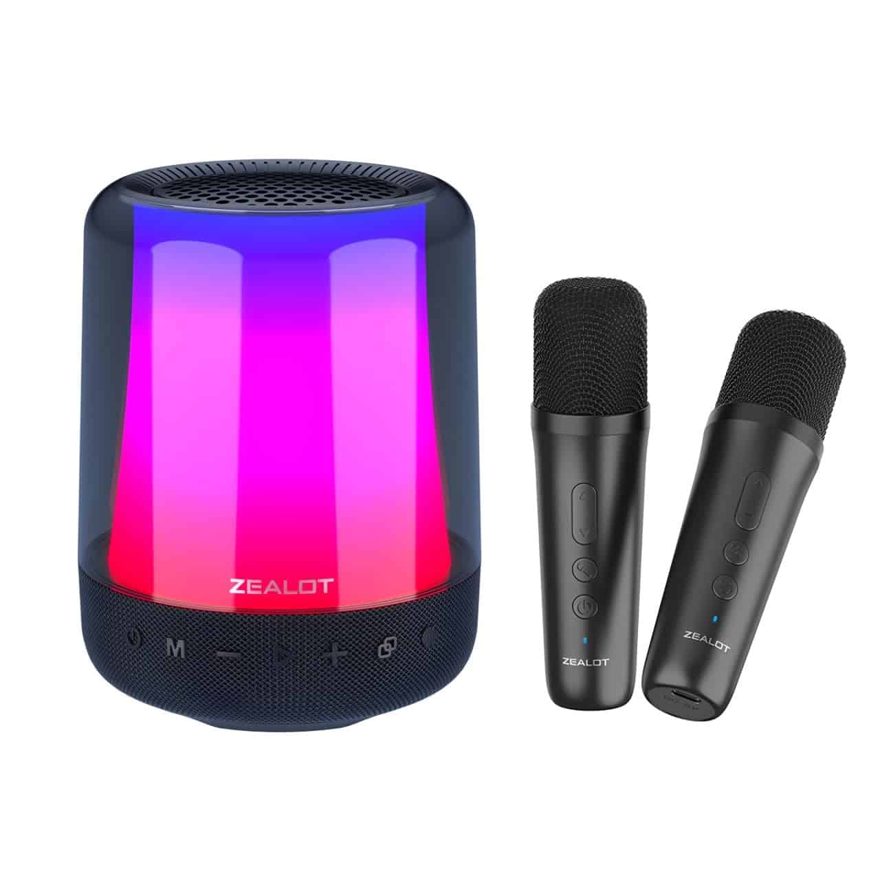 Máquina de Karaoke con 2 Micrófonos Inalámbricos, Altavoz