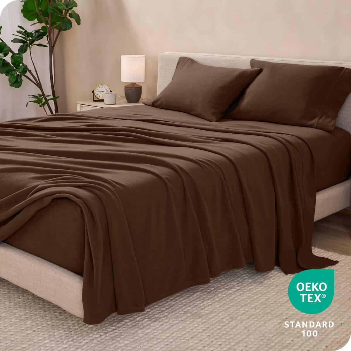 Juego de sábanas de franela súper suave Bare -Cocoa - Imagen 7