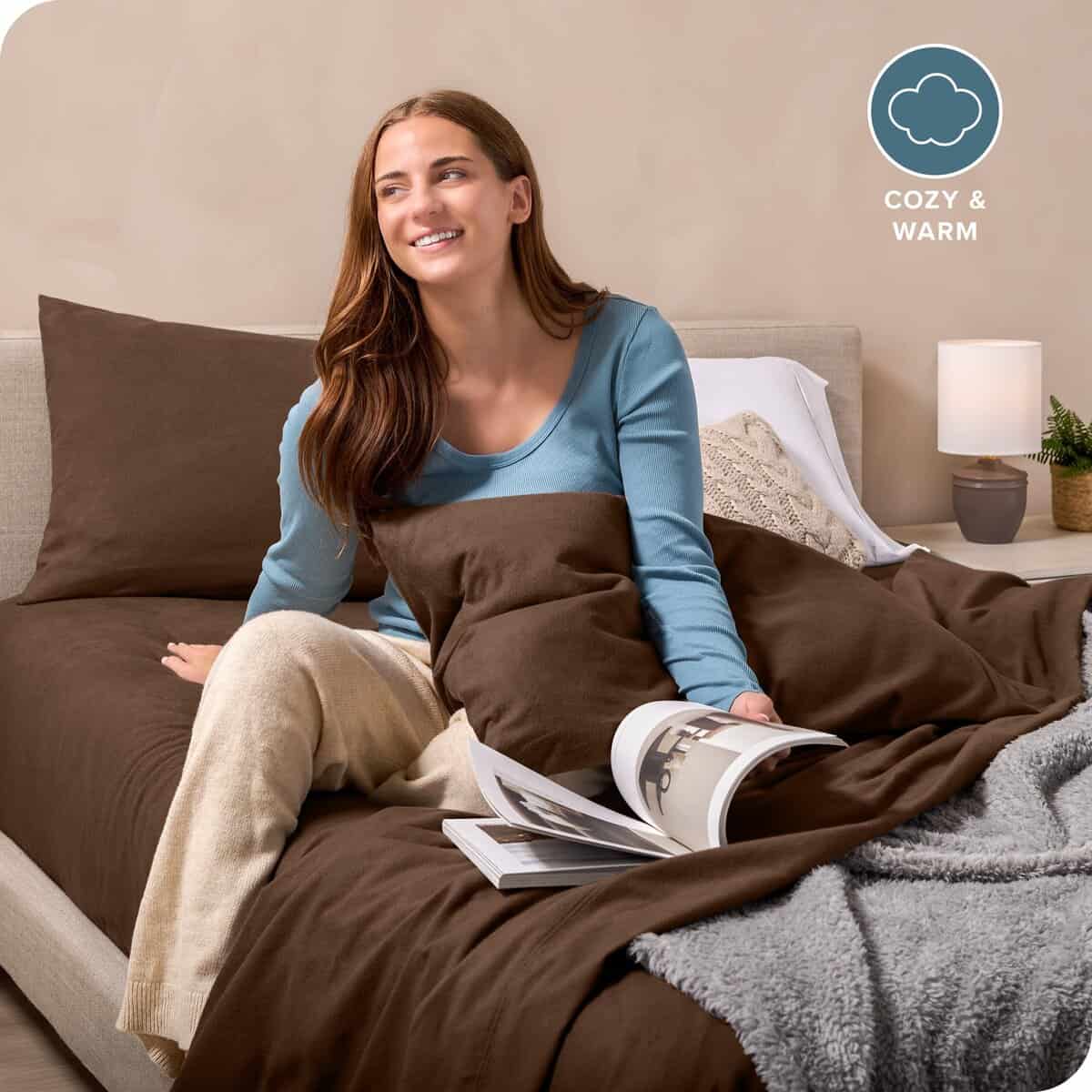 Juego de sábanas de franela súper suave Bare -Cocoa - Imagen 4