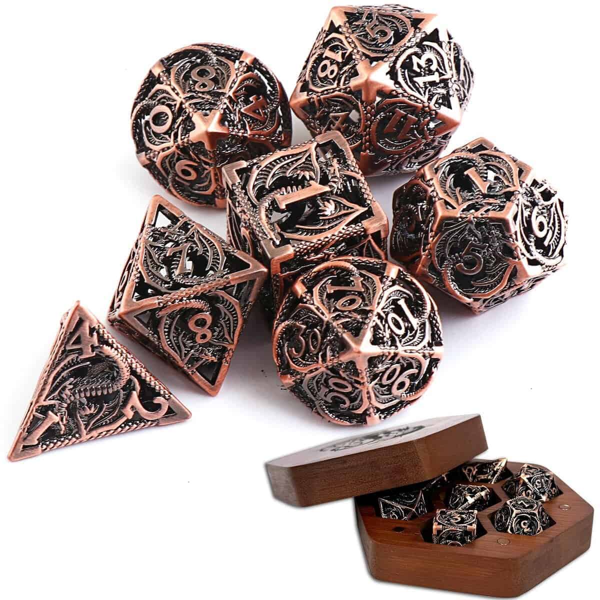 Set de Dados Huecos DUROTAN 7 Piezas d y d dados Metal D&D