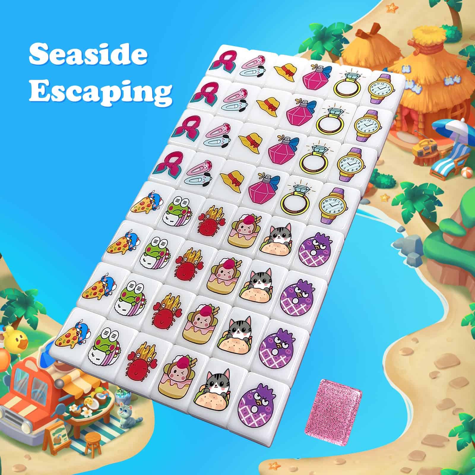 Juego de Bloques Mahjong Seaside Escape con 49 Tiles de - Imagen 4