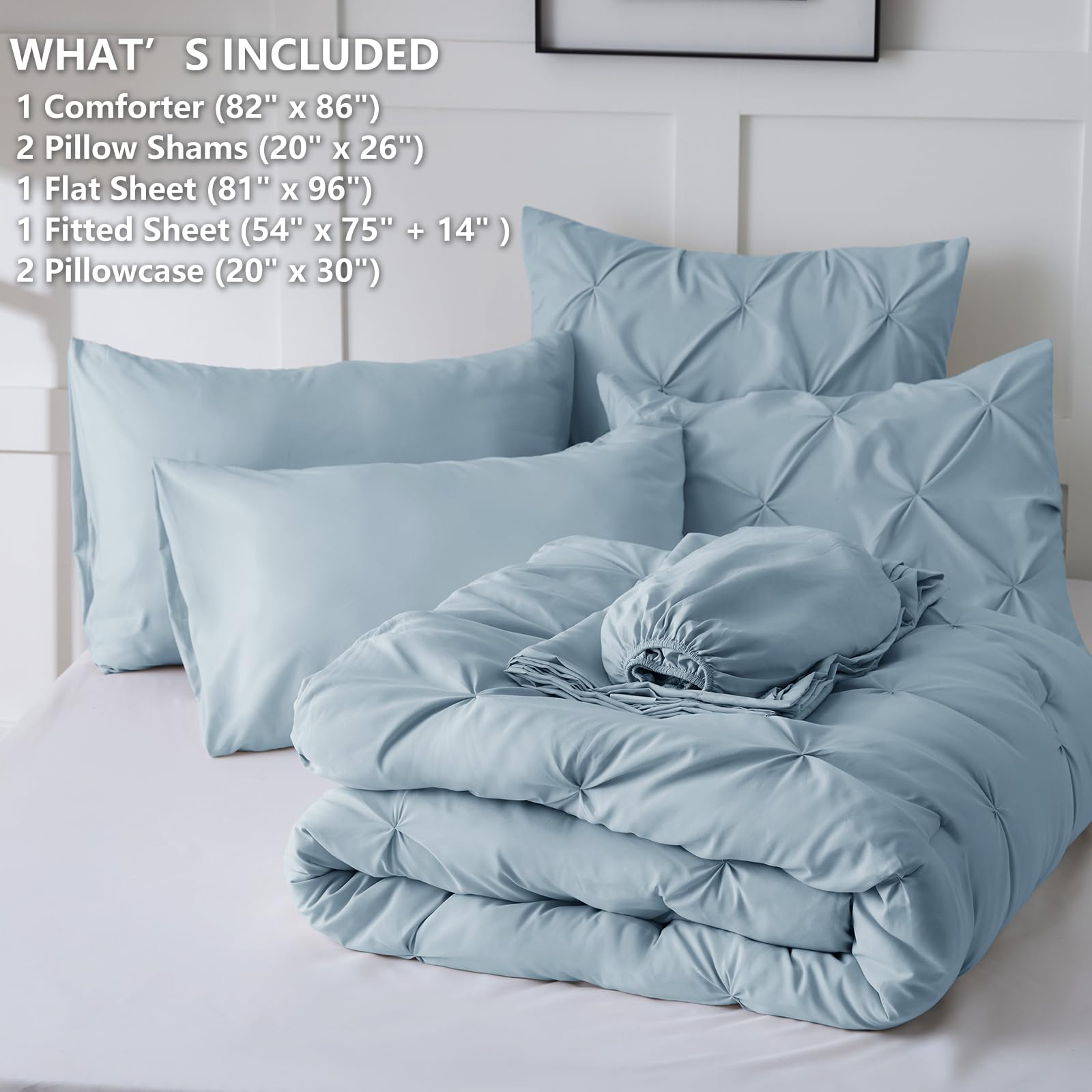 HIMEET- Edredón Azul Claro (82"x86") Juego de Funda Nórdica - Imagen 4