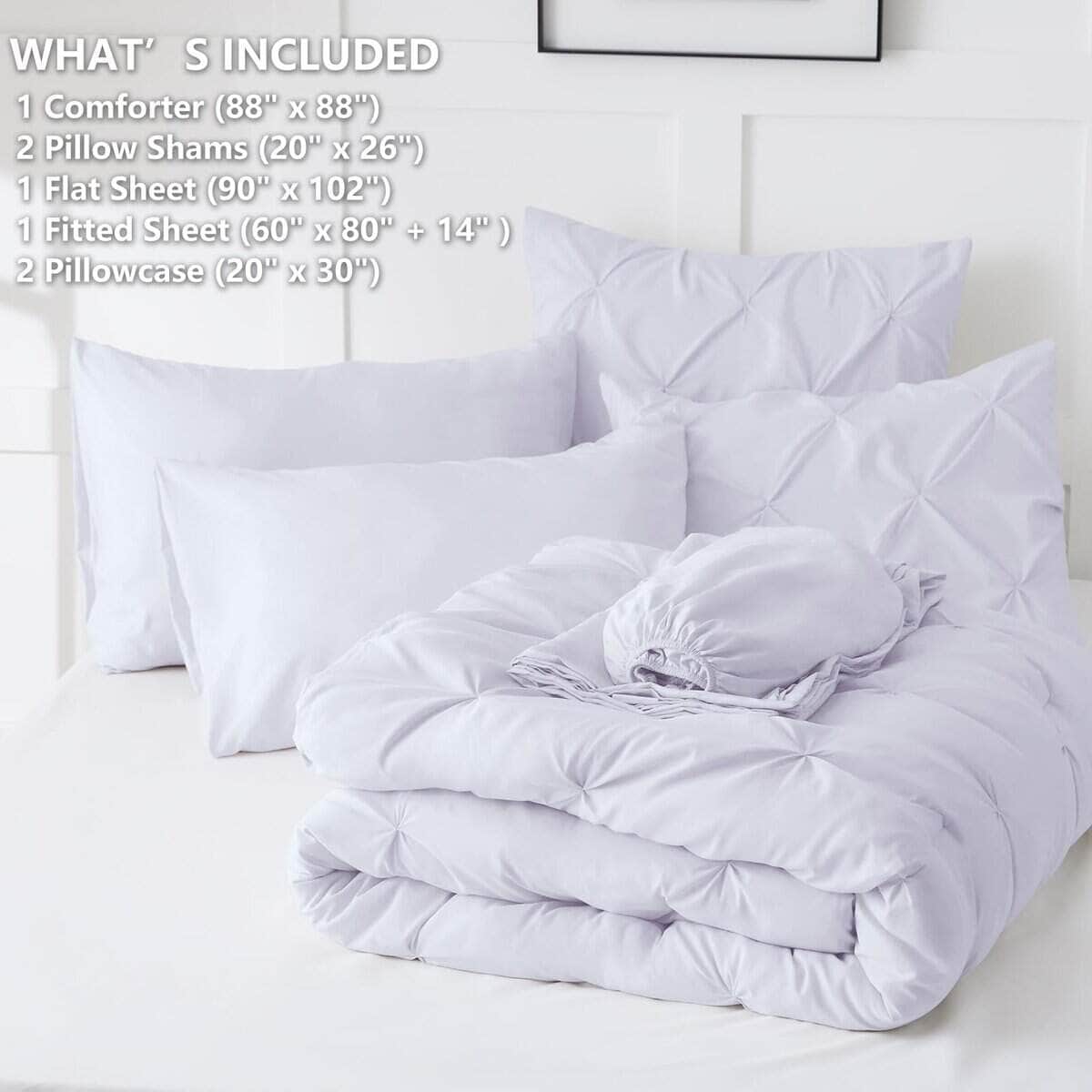 HIMEET- Edredón Blanco Queen (88"x88") Ropa de Cama Blanca - Imagen 5