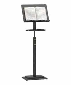 Atril de música de bambú portátil negro con bandeja y