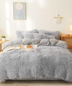 Juego de Funda de Edredón Gris Fluffy Comforter King -