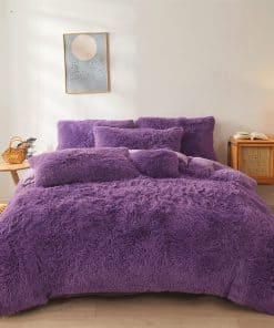 Juego de Funda de Edredón de Lujo Morado Oscuro Felpa FOPPA