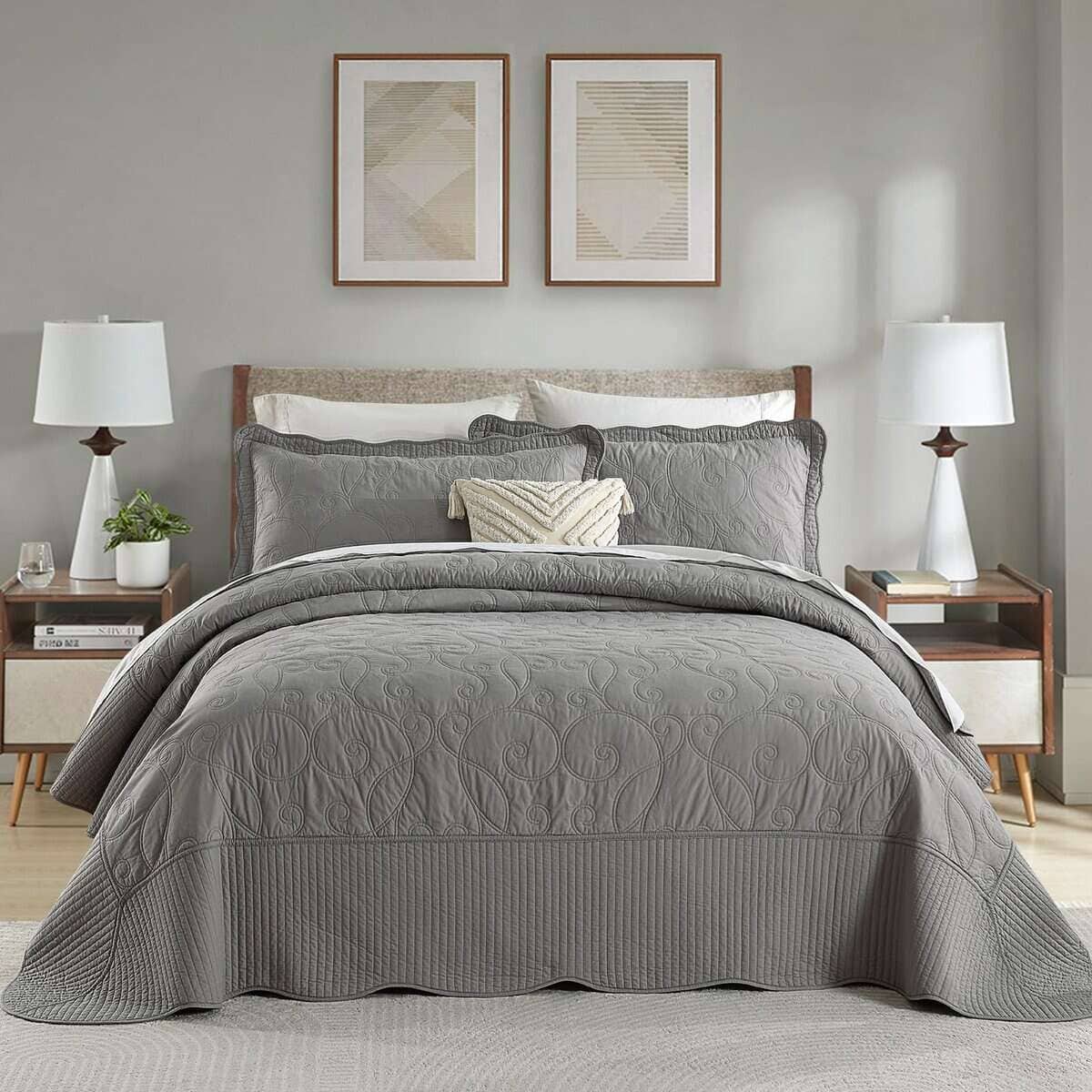 SahSahCasa 100% Algodón 120"x120" Colcha de Cama California