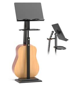 Atril de Música de Bambú Negro Plegable con Bandeja para