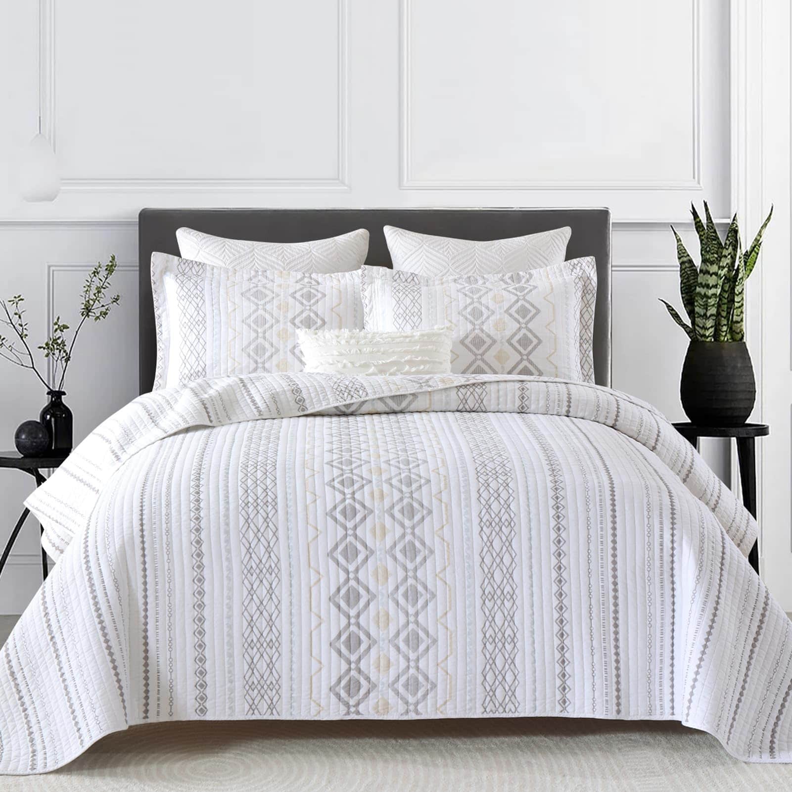 Colcha Boho King FineStichery, 100% Algodón Tamaño King,