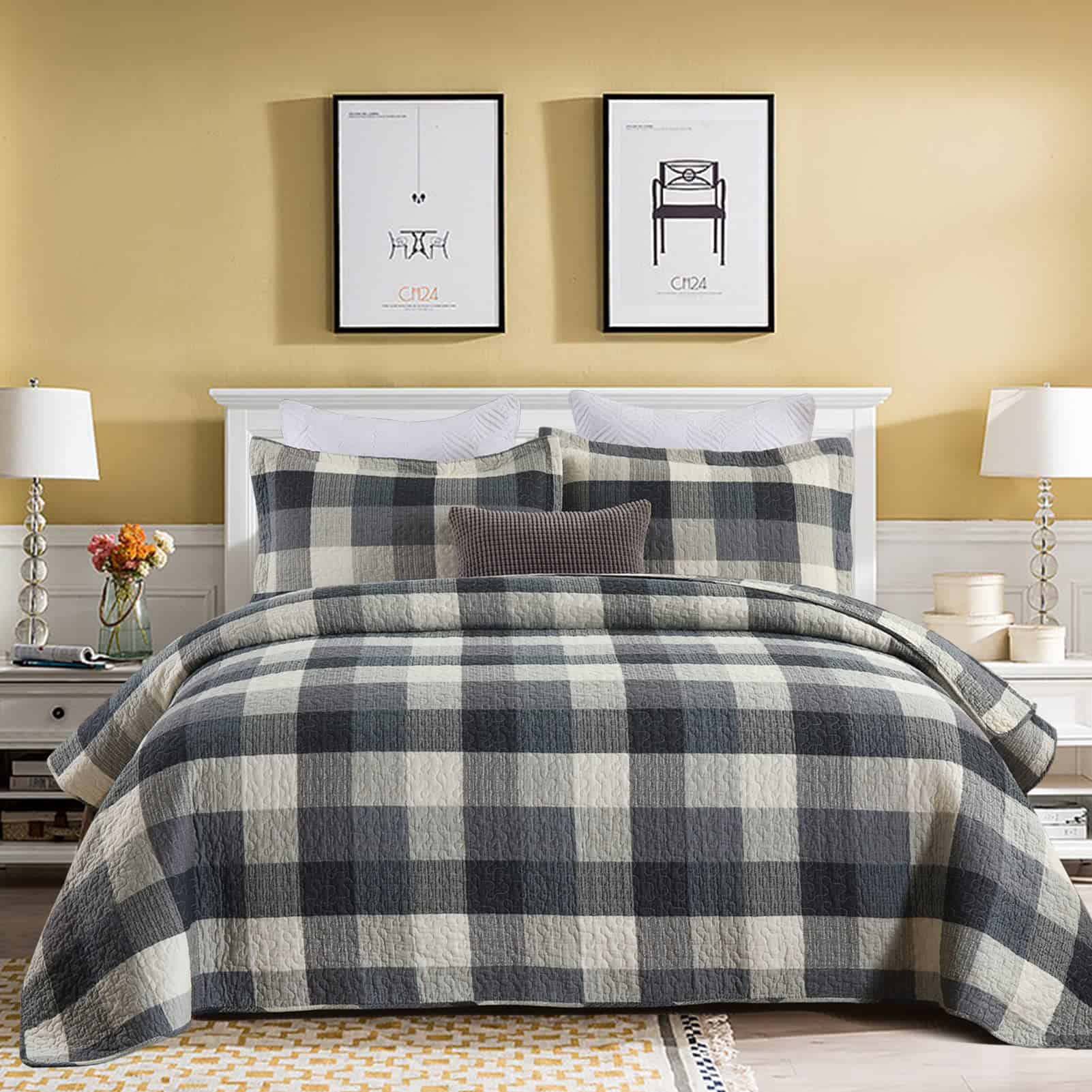 Colcha tamaño Queen FineStichery, Juego de Colcha de