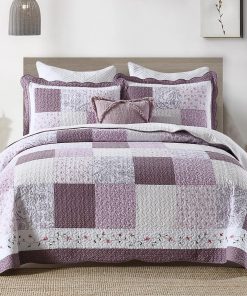 Edredón King Size FineStichery, Juego -Morado/Blanco