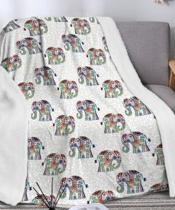 Manta de Elefante de 60"*80" Sherpa Fleece Boho Floral