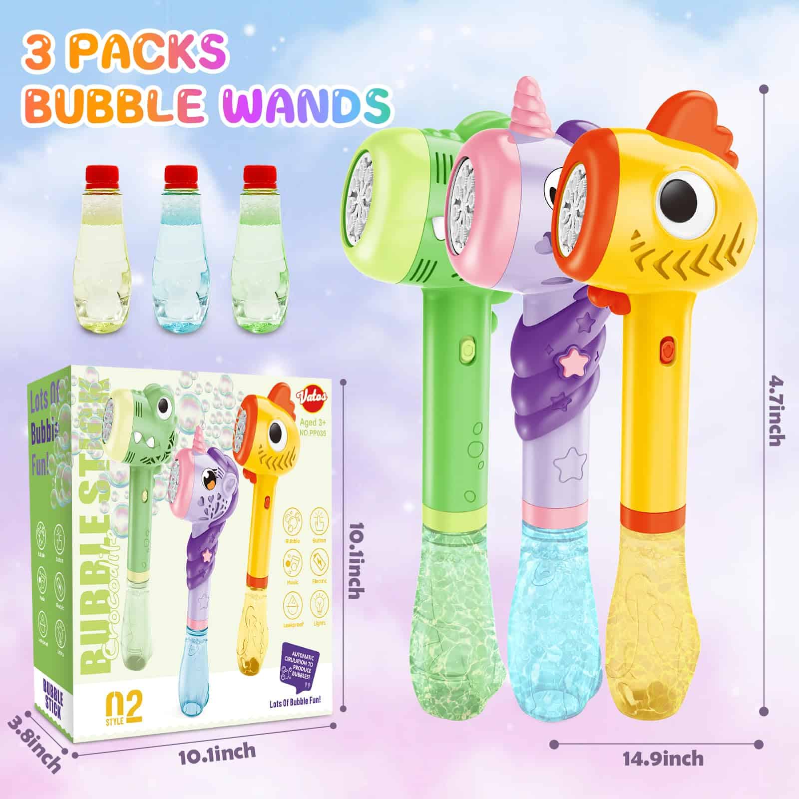 VATOS 3PCS Varitas de Burbujas Automáticas, Máquina de - Imagen 7